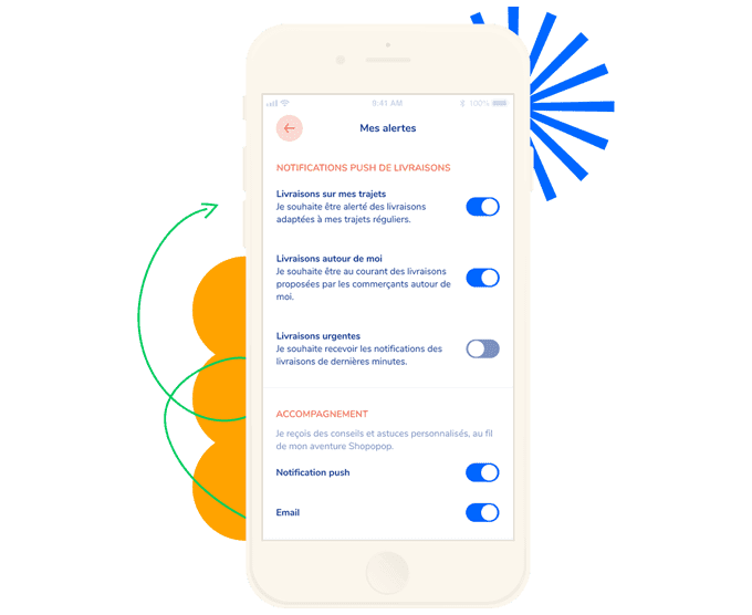 Gestion des notifications dans l'application Shopopop