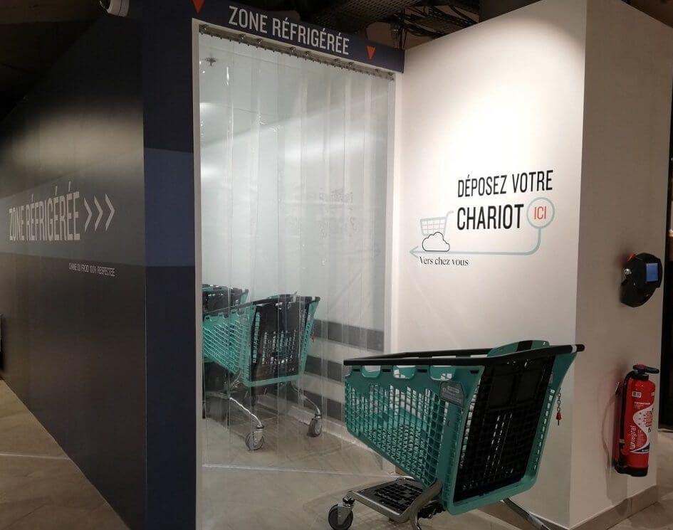 Zone de lâcher chariot en grande distribution