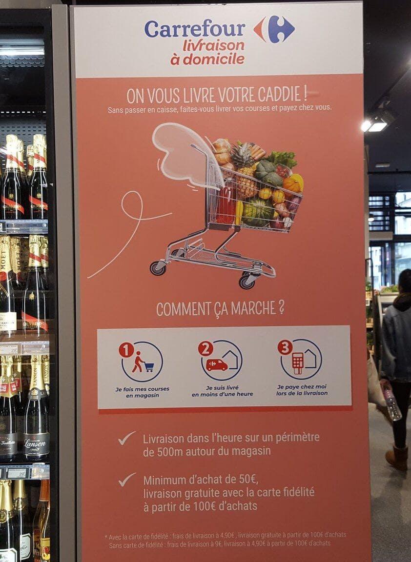 Livraison de caddie à domicile par Carrefour